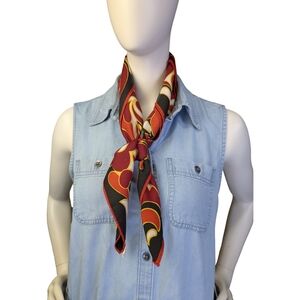 Vintage Monique Martin Abstract Swirl Print Square Scarf 26” Square, Bandana